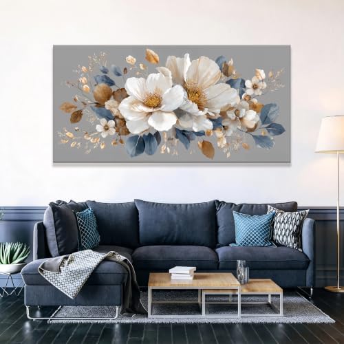 White Floral large Canvas Wall Art - Image 4