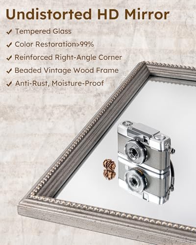 Axeman 24x36 Wood Wall Mirror, Rustic Bathroom Mirror, Vintage Wall Mounted - Image 3
