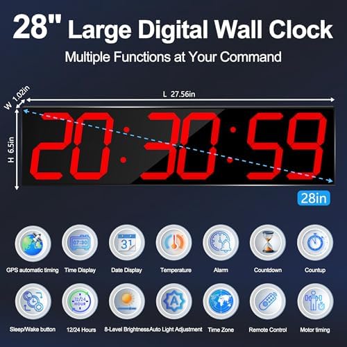 CHKOSDA Large Digital Wall Clock 28 Inch - Image 5