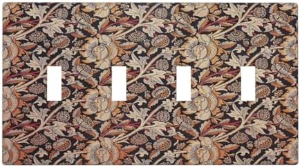 Light Switch Covers Vintage William Morris Floral Plants Quad Toggle 4 Gang by Lightswitchcovers