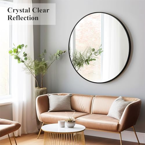 Black Round Mirror 26 Inch, Wall Circle Mirror - Image 4