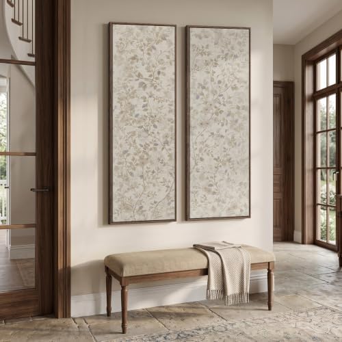 Framed Vertical Vintage Neutral Botanical Wall Art - Image 2