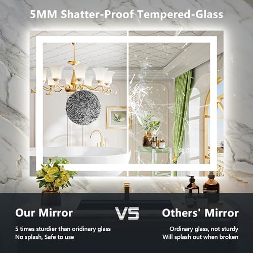 44x36 LED Bathroom Mirror with Lights, Lighted Vanity Mirror - Image 6