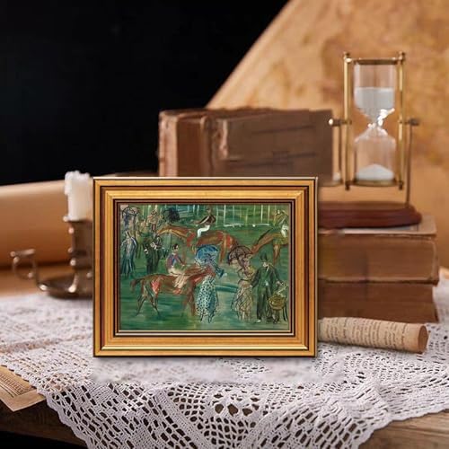 XJYISUO Vintage Gold Framed Wall Art Equestrian Canvas Art Horse Race Pictures - Image 2