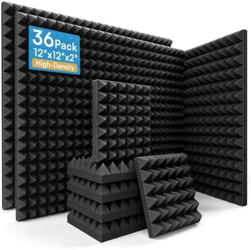 36 Pack Pyramid Acoustic Foam Panels by AUSLET