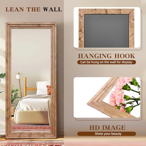 71x30in Full Length Mirror, 3-Tier Stepped Solid Wood Frame - Image 3
