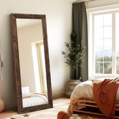 58x22in Full Length Mirror, 3-Tier Stepped Solid Wood Frame - Image 5