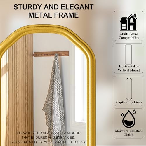 Ferytange Modern Slim Wall Decor Mirror 10"x44" Gold - Image 6