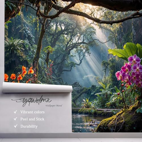 YQWDMX - Mysterious Tropical Jungle Peel and Stick Wallpaper Mural - Image 4