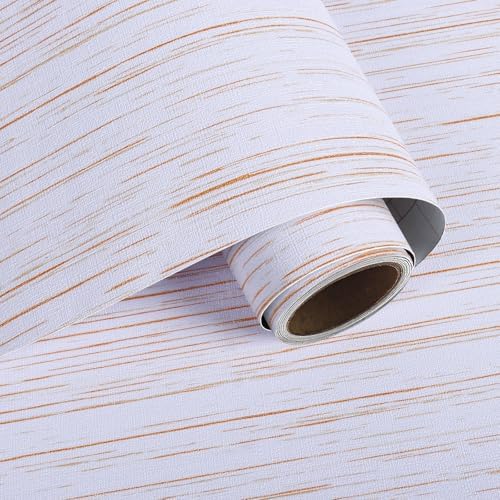VaryPaper 15.7''x78.7'' White Gold Grasscloth Peel and Stick Wallpaper Textured by VaryPaper