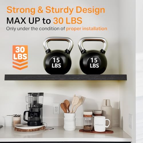 BAYKA Black Floating Shelves 35.4in, Wall Mounted - Image 5
