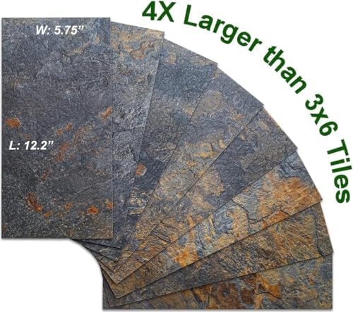 AULIGET 6" x 12" Peel and Stick Backsplash Wall Tiles, PVC Faux Stone Stick on - Image 2