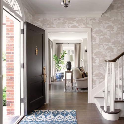 Ismoon Beige Peel Stick Wallpaper Forest Mural Toile Stick on Wallpaper - Image 5