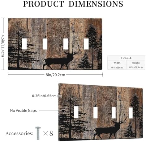 Light Switch Covers Rustic Forest Antler Elk Deer Silhouettes Animals Wood - Image 5