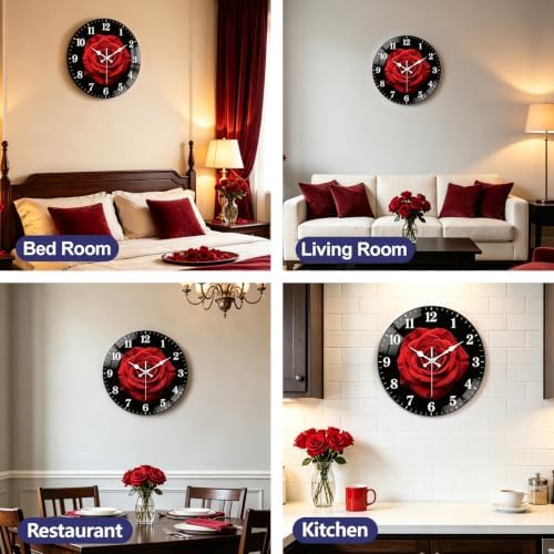 peacoblue Red Rose Wall Clocks Battery Operated - Image 6