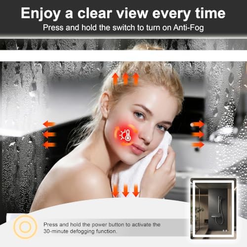 LED Bathroom Mirror with Lights, 24 x 32 Lighted Vanity Wall Mirror - Image 2