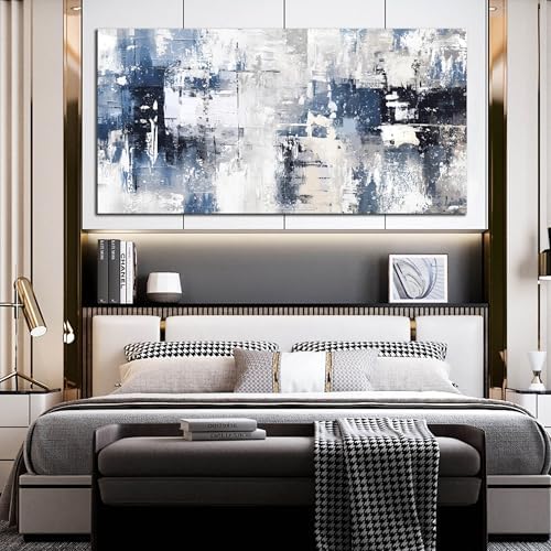 Prepeyssee White and Blue Abstract Canvas Wall Art - Image 6