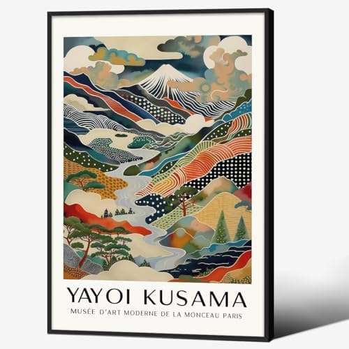 Black Framed Wall Art Yayoi. Kusama Posters Vintage Japanese Canvas Prints by Unknown