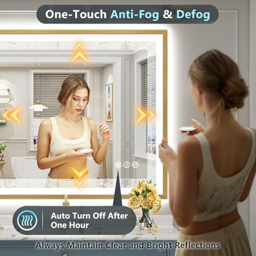40x36 Gold Beveled LED Lighted Bathroom Mirror, Backlit & Front Lit - Image 6
