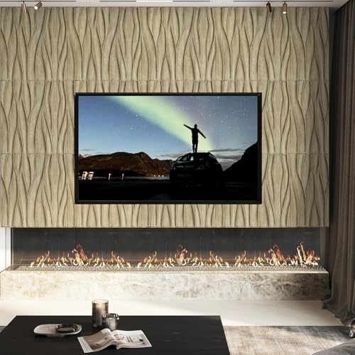 STICKGOO Wave 3D Wall Panels, Natural Oak, 19.7''x19.7'' - Image 2