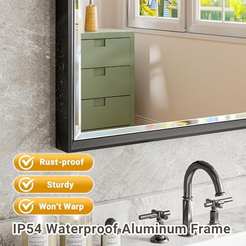 Black Framed Rectangle Beveled Full Length Mirror 16x60 Inch, Anti‑Rust - Image 6