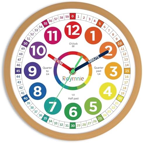 Roymnie 12" Wall Clock for Kids Learning Battery Operated Teaching Silent by Unknown