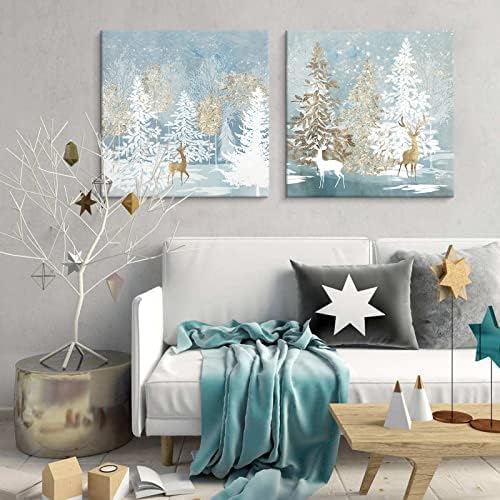 SEVEN WALL ARTS Christmas Wall Art Moose Deer Picture Wall Decor Natural Elk - Image 4