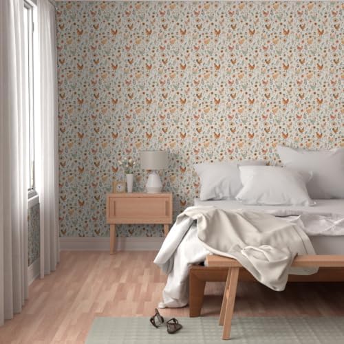Spoonflower Pastel Hens Peel and Stick Wallpaper - Image 5