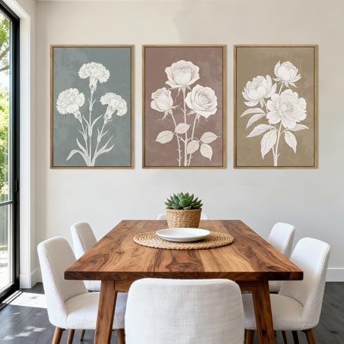 BINCUE Extra Large Neutral Botanical Wall Art Decor Floral Painting Flower Print - Image 2