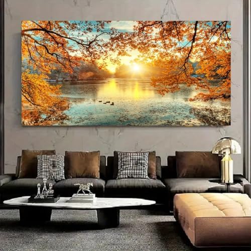 Yxbhhym-Landscape Tree Canvas Wall Art Fall Forest Sunset Wall Decor Poster - Image 6