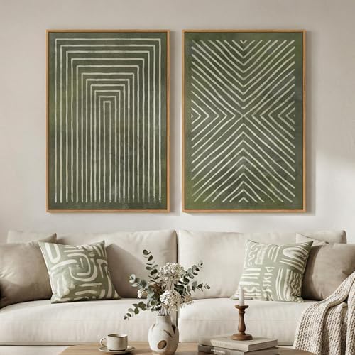 Large Framed Green Abstract Wall Art - Image 3