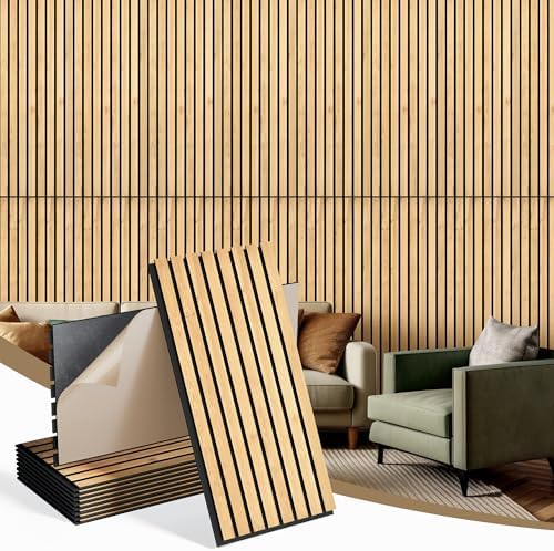 INMOZATA Peel and Stick Acoustic Wood Slat Wall Panels Nature Oak by INMOZATA