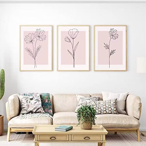 Baccone Pink Wall Art Pictures Decor Blush Pink Flower Canvas Painting Floral - Image 6