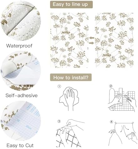 Hopepak 17.3"×197" Peel and Stick Wallpaper Floral Beige Contact Paper - Image 3