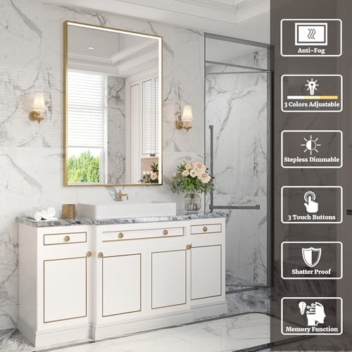 24x36 Inch LED Bathroom Mirror, Wall Mouted LED Vanity Mirror - Image 2
