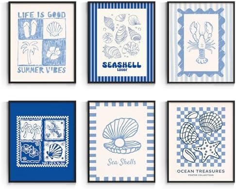 Habseligkeit Abstract Blue Wall Art Prints, Cute Poster 8x10 Set of 6 by Habseligkeit