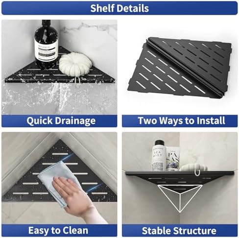 Corner Shower Shelf 10" Matte Black - Image 2