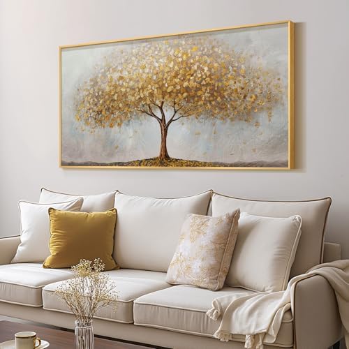 Large Framed Modern Gold Tree of Life Wall Art - Image 2