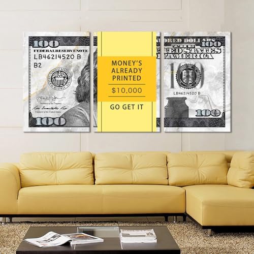 Inspirational Money Wall Art Money at One's Fingertips 100 Dollar Bill Wall Art - Image 4