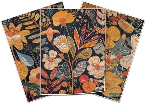TBKHUDBI Burnt Orange Floral Canvas Wall Art, Mid Century Modern Wall Decor by Unknown