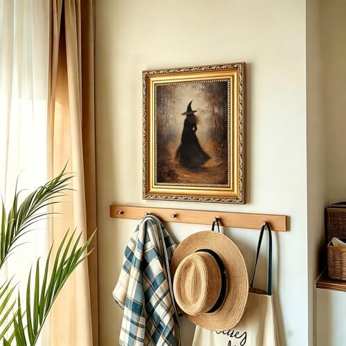 uniro Vintage Gold Framed Wall Art, Vintage Dark Forest Witch Halloween Painting - Image 5