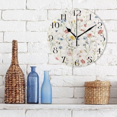 ALAZA Dainty Little Flowers Wall Clock Battery Operated Kitchen Clock 9.5 Inch - Image 5
