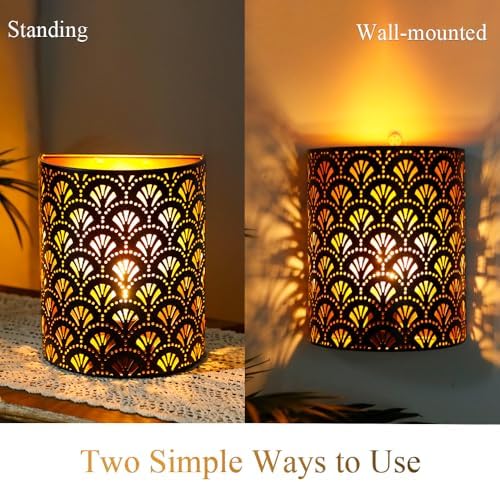 JHY DESIGN Set of 2 Battery Powered Lamp 8''H Vintage Wall Mount Lamp Metal - Image 4