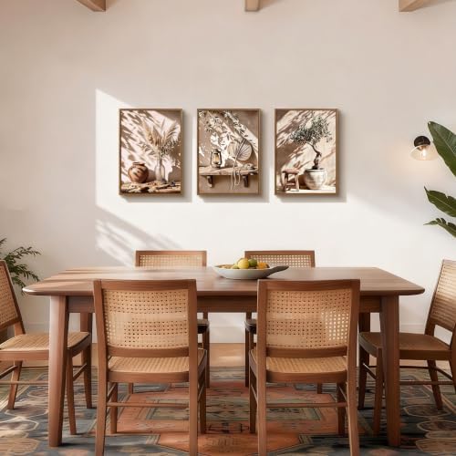 3pcs Wabi Sabi Boho Olive Tree Pampas Grass Framed Canvas Wall Art - Image 4