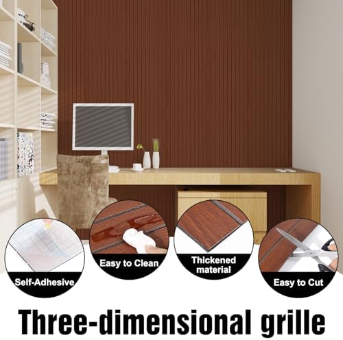 3D Wood Slat Wall Panels Peel and Stick Faux Wood Grain Thick Wallpaper - Image 2