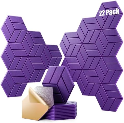 22Pcs Acoustic Panels with Self-adhesive, Hexagonal Soundproof Wall Panels High by OTUOER