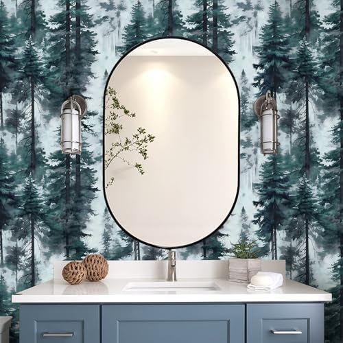 HAOKHOME Forest Peel and Stick Wallpaper Misty Blue Mural Contact Paper - Image 2