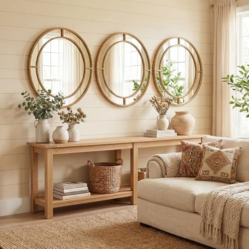 CHARMAID Gold Round Wall Mirror - Image 6