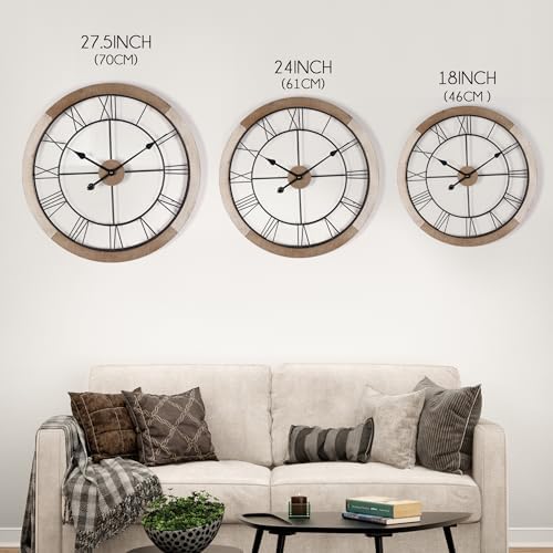 Oakrain Wall Clock for Living Room Decor, Rustic Clock Battery Operated - Image 4
