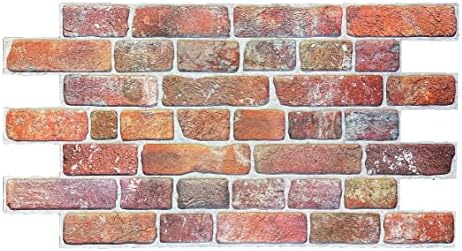 Retro-Art 3D Wall Panels, Faux Brick in Red, 37.5" x 19.5", Cover 25.39 sq.ft. by ConcordWallcoverings
